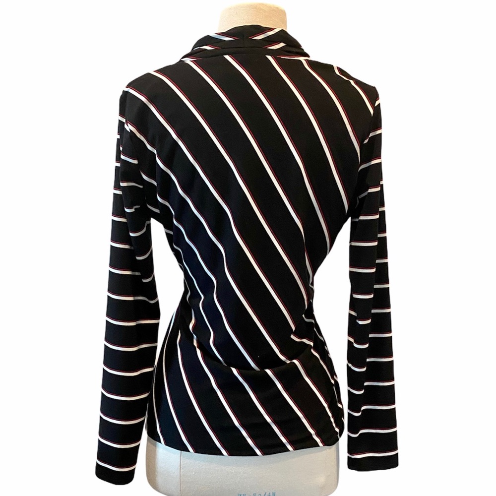 WHITE HOUSE BLACK MARKET Striped Surplice Wrap Top - Picture 4 of 8